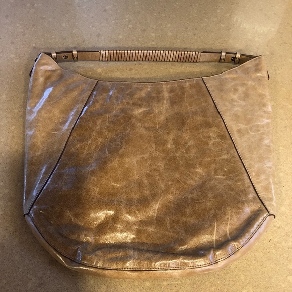 HALSTON Heritage Tan Leather and Tan Suede Hobo Handbag with Dust Bag - Picture 2 of 14